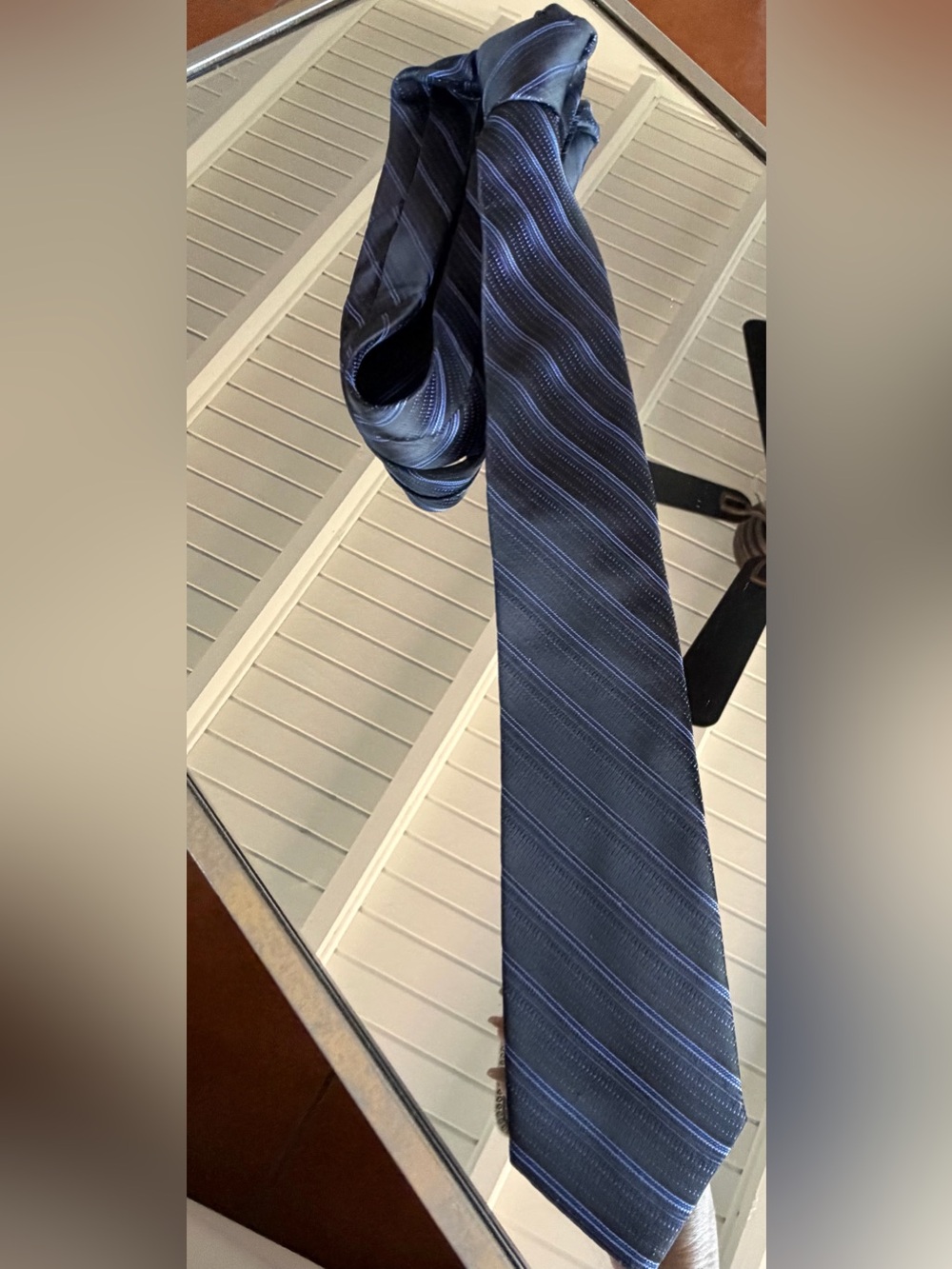 jf j.ferrar Navy and Light Blue Diagonal Stripe Tie